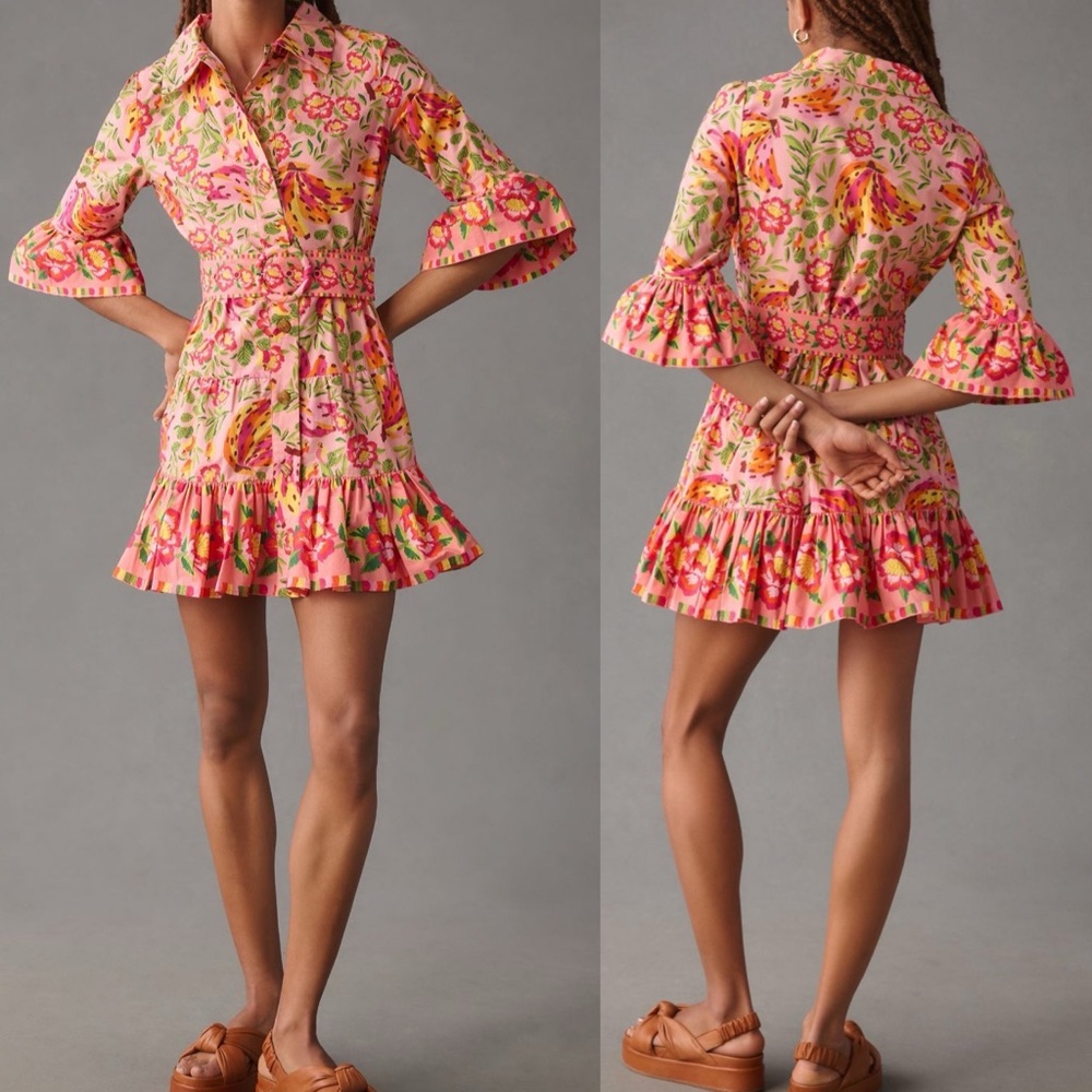 Farm Rio Printed Ruffle Shirt Dress - Picture 4 of 8